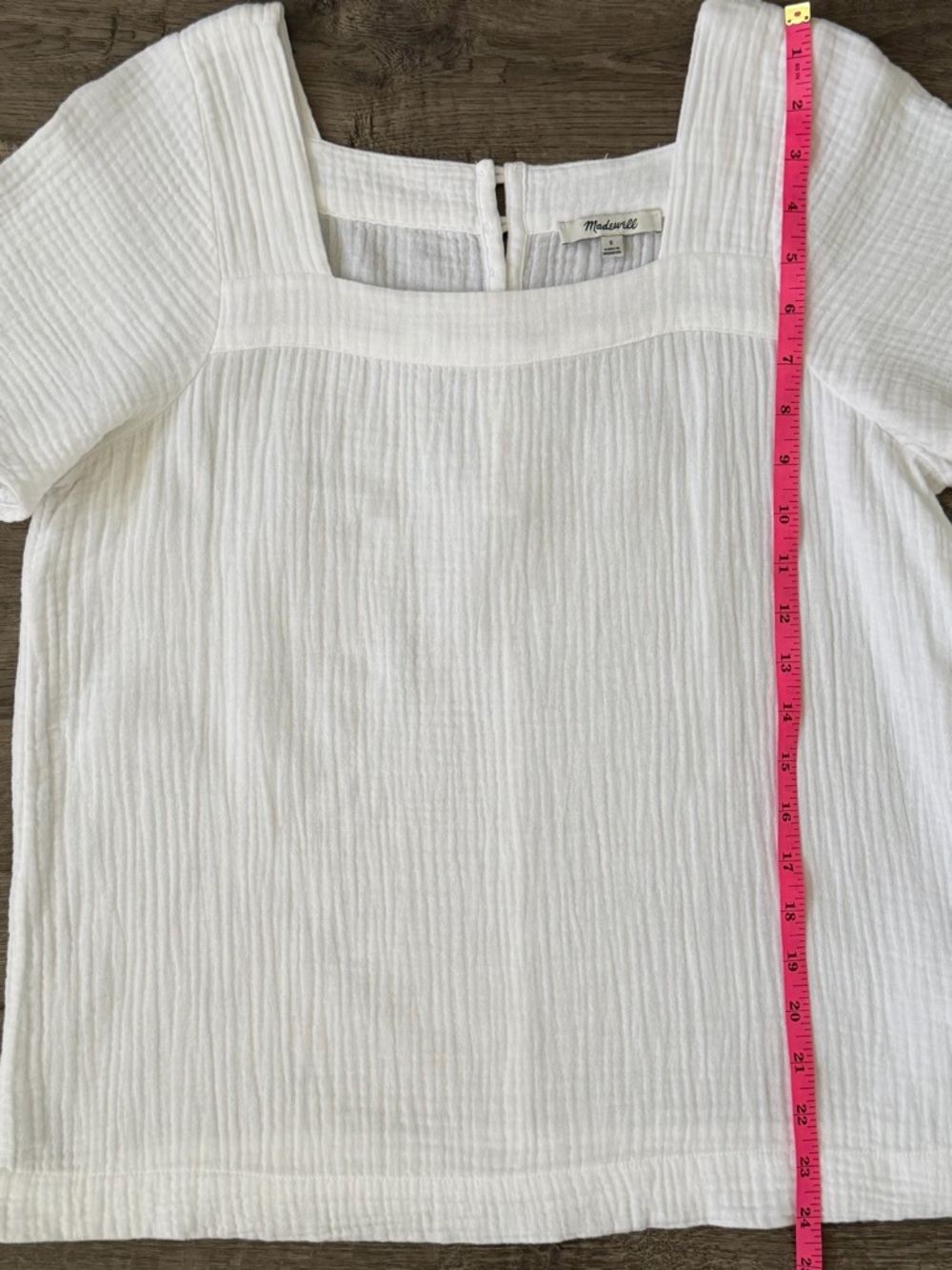 Madewell Lightspun Harlow Square Neck Top White Cotton Size S Minimal Coastal - Picture 10 of 12